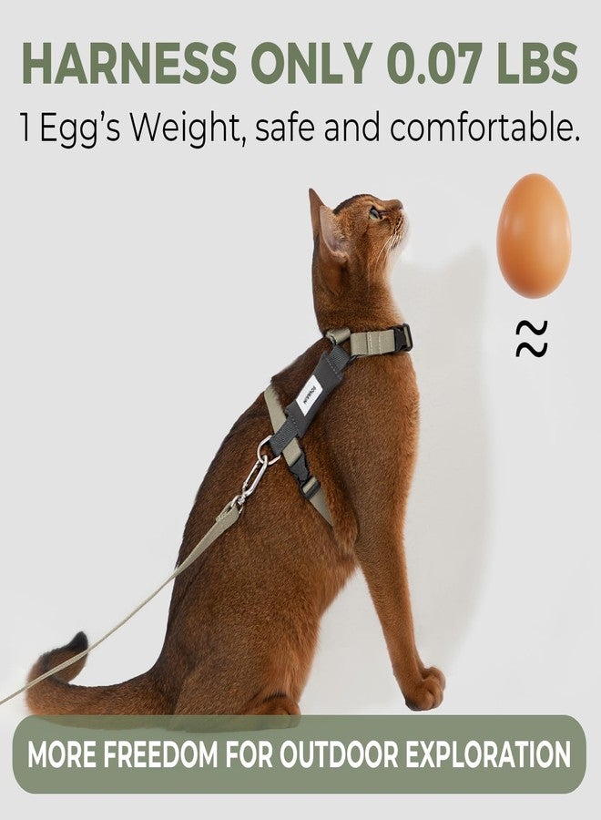 Sovarin Cat Harness and Leash Set - Green Extra Lightweight Soft Kitten Harness Escape Proof, Adjustable Travel Pet Harness for Walking，Easy Control Comfortable Outdoor (Olive Green, One Size) - Image 2