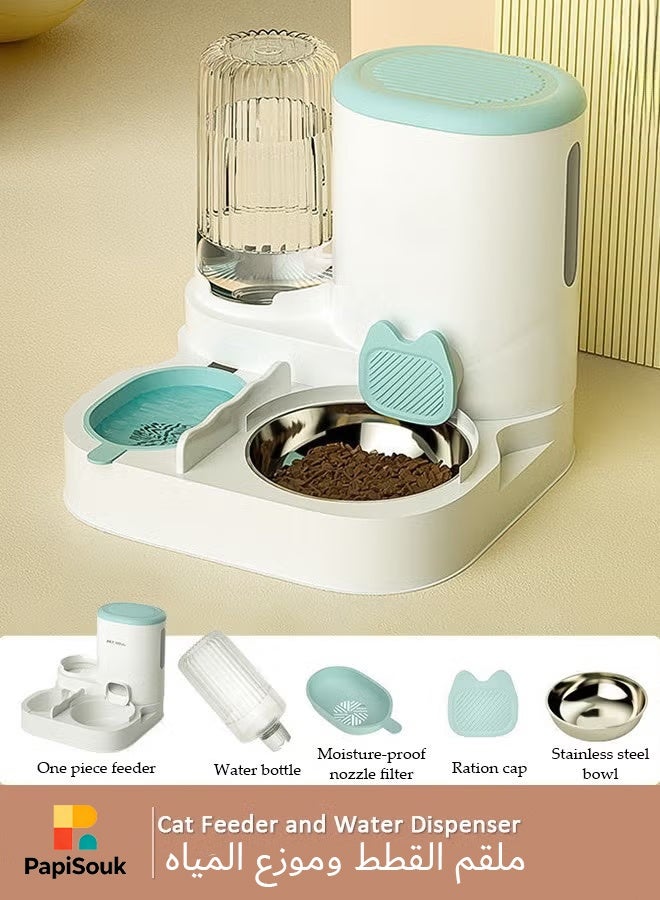 PapiSouk 2 in 1 Automatic Pet Feeder and Water Dispenser Gravity Cat Feeder with Detachable Food Bowl Large Capacity Food Storage Container for Cats Dogs and Small Pets Travel Essentials - Image 1
