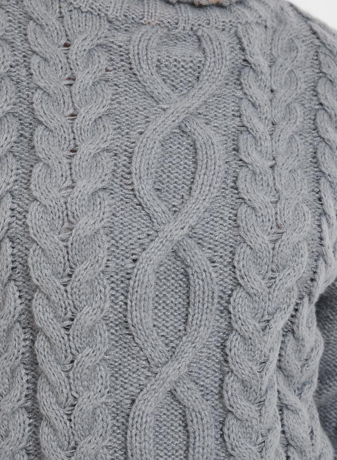 Styli Grey Regular Fit Cable Knit Sweater - Image 3