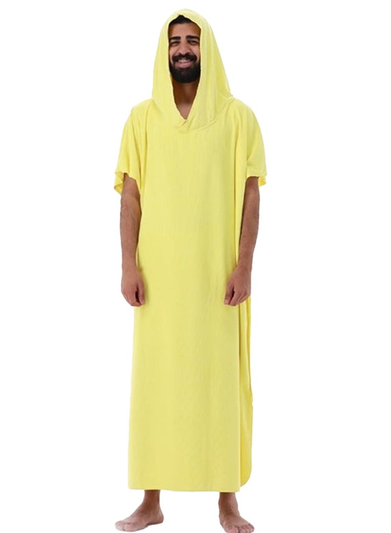 RJ Men Luxury Bathrobe Yellow Color from RJ Ultra-Soft Waffle Fabric with Hood Lightweight & Highly Absorbent - Image 3