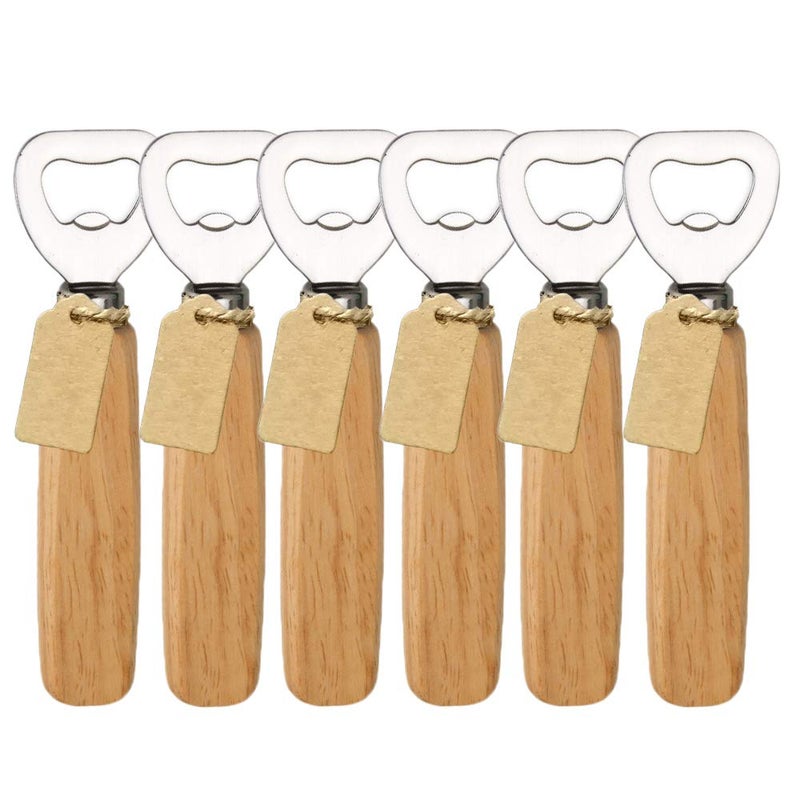 sanpink Bartender Bottle Openers Beer Bottle Openers Cider Soft Drinks Wood Handle Handheld set of 6 