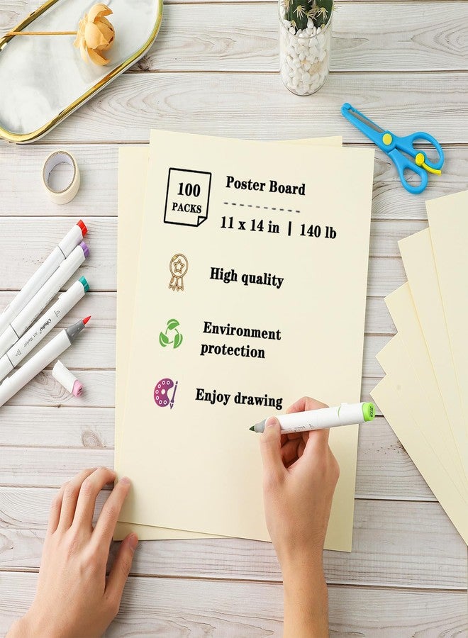 Silunkia 100 Pack Cream Poster Boards 11" x 14" Off White Poster Paper Bulk, 300gsm/110lb Heavyweight Blank Poster Board for Art Display Board,Craft Projects Presentations, Drawing Scrapbooking - Image 4