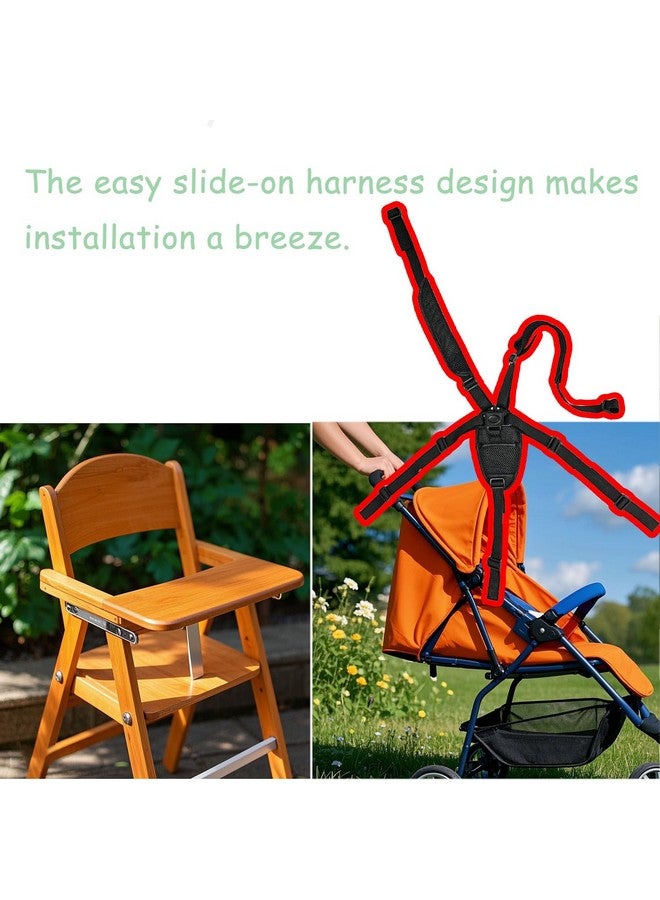 CaoXiong 5 Point Harness Seat Belt Safety Strap Belt for Adjustable High Chair,Seatbelt Crotch Cushion Shoulder Pads,Safety Harness Strap Belt Kit with Shoulder Pads & Guarding Pad - Image 4