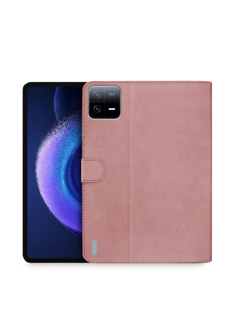 Wtech Xiaomi Pad 6 / Pad 6 Pro 11 inch (2023) - WTech PU Leather Magnetic Closure Flip Case Cover - Rose Gold - Image 1