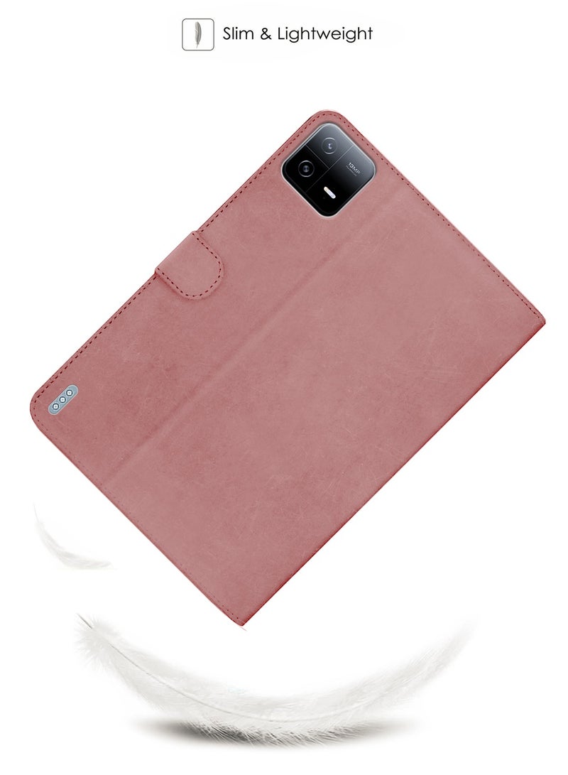 Wtech Xiaomi Pad 6 / Pad 6 Pro 11 inch (2023) - WTech PU Leather Magnetic Closure Flip Case Cover - Rose Gold - Image 2