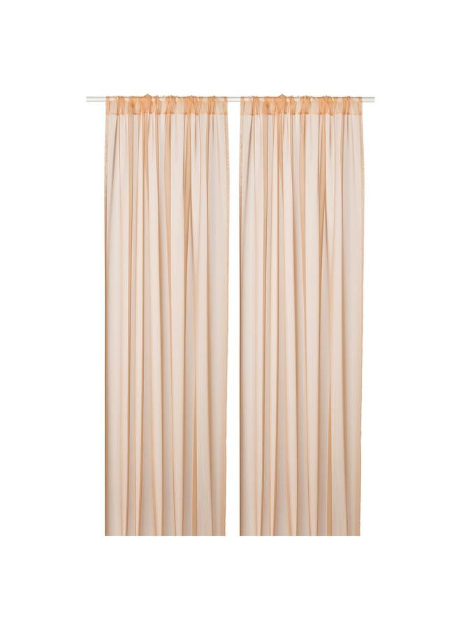 Zaboon Sheer Curtains, 1 Pair, Orange/With Rod Pocket, 145X300 Cm - Image 1