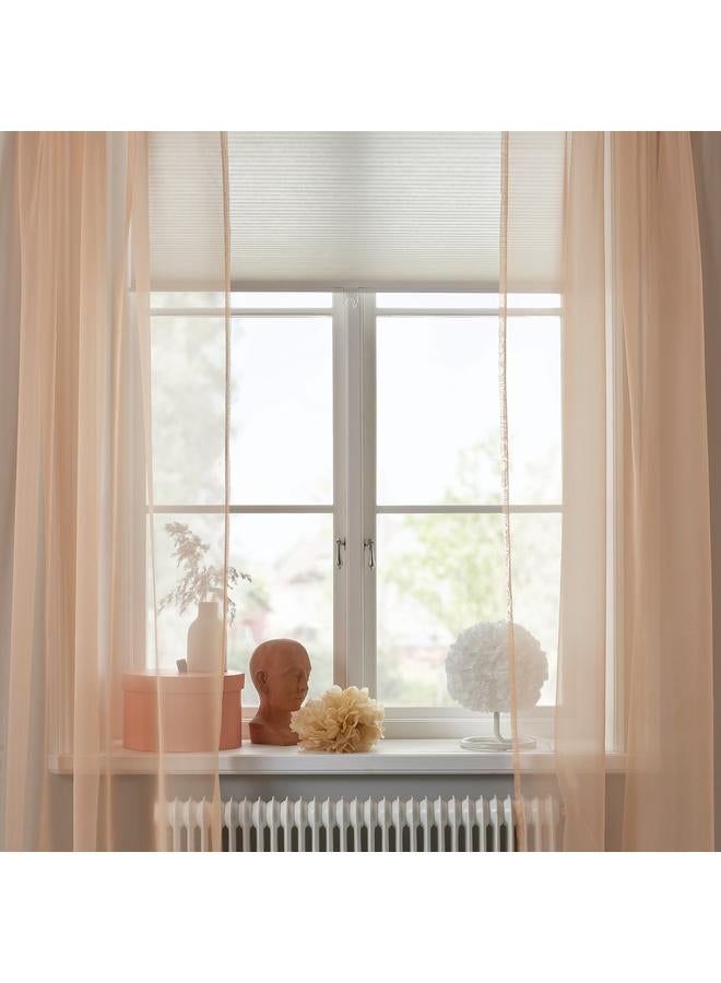 Zaboon Sheer Curtains, 1 Pair, Orange/With Rod Pocket, 145X300 Cm - Image 3