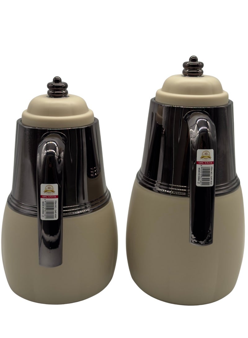 AL-GANNAS 2 Peice Thermos Set for Tea & Coffee | 1L & 0.7L | High-Quality with 2-Year Heat Retention Warranty | Elegant New Design - Image 2
