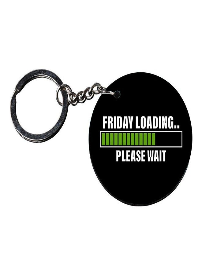 Tinywalk Set of 2 | Circle Shape Printed Wooden Keychains Friday Loading | Circle Shape keyrings | Circle Shape Keychains| Printed keyrings - Image 3
