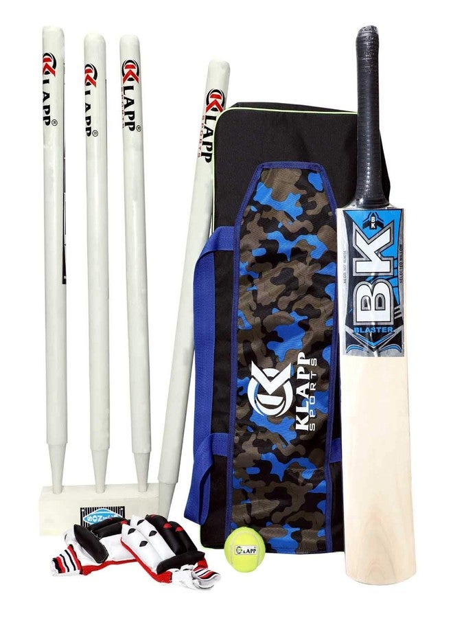 Klapp Practice Cricket Kit with 4 Wooden Wicket Set;Cricket Set (5, Popular Willow) - Image 1