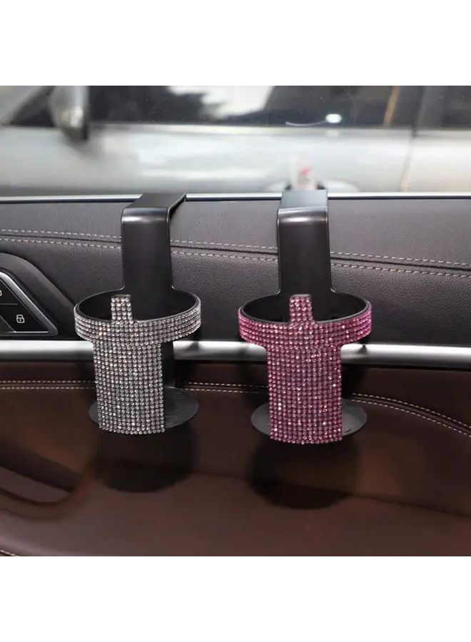 Red Sparkling Rhinestone Car Cup Holder ABS Drink Organizer For Vehicle Truck Van Windows - Image 2