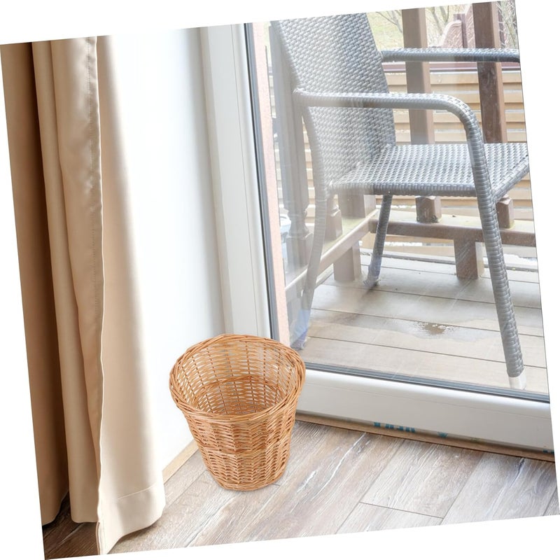 DOITOOL Sturdy Wicker Trash Can Natural Style Kitchen Bedroom Decor Hand Woven Compost Bin - Image 4