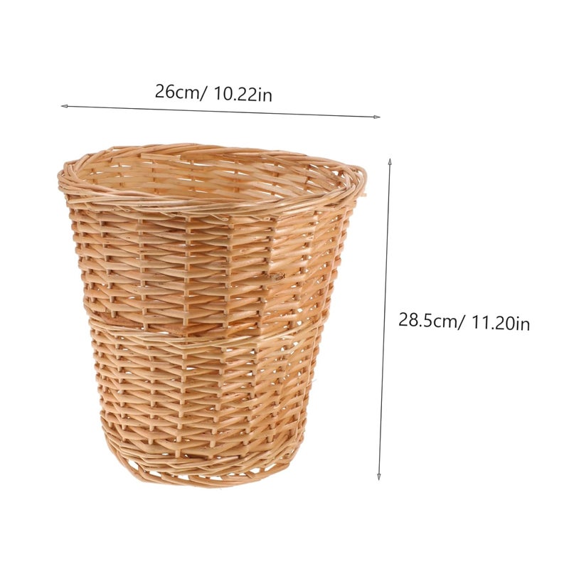 DOITOOL Sturdy Wicker Trash Can Natural Style Kitchen Bedroom Decor Hand Woven Compost Bin - Image 2