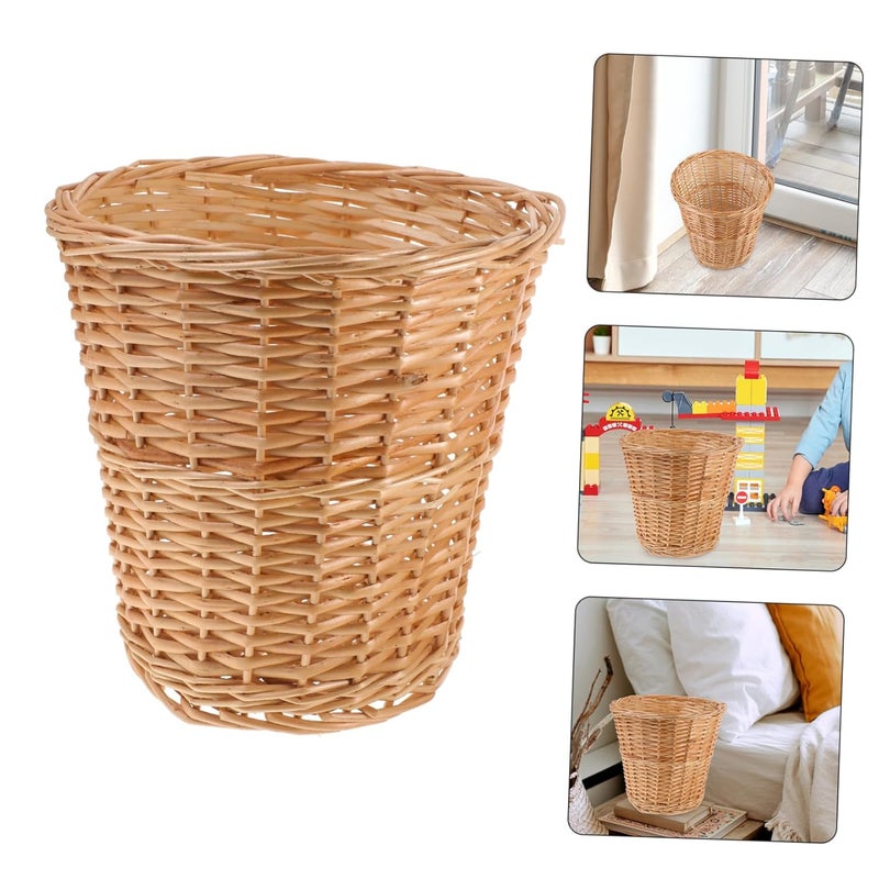 DOITOOL Sturdy Wicker Trash Can Natural Style Kitchen Bedroom Decor Hand Woven Compost Bin - Image 3