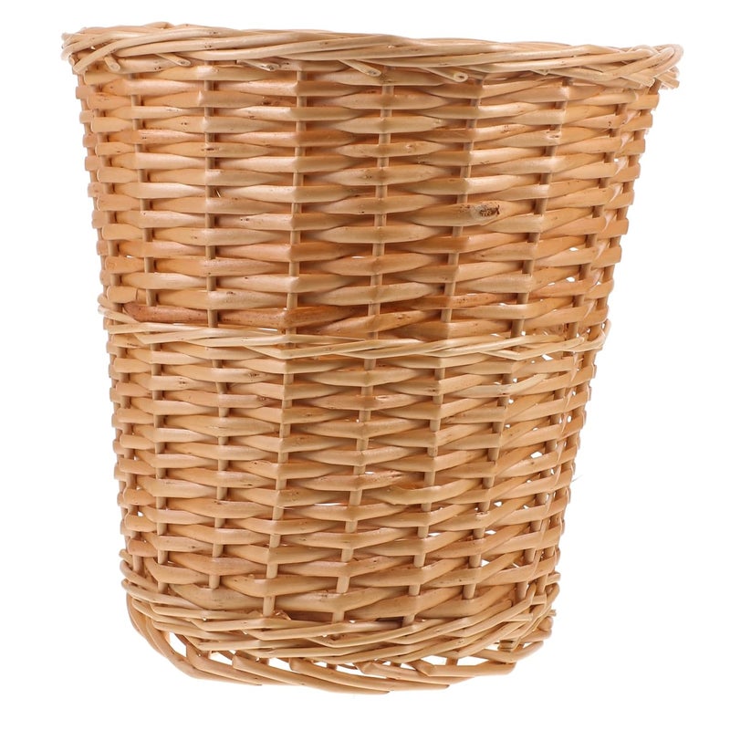 DOITOOL Sturdy Wicker Trash Can Natural Style Kitchen Bedroom Decor Hand Woven Compost Bin - Image 1