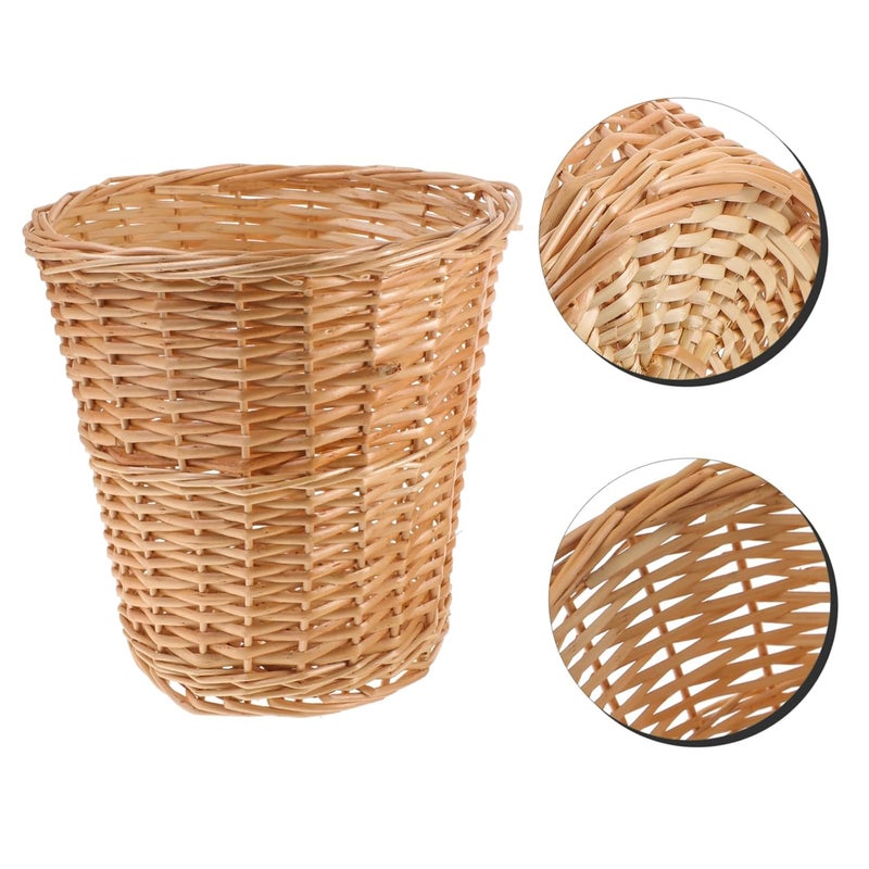 DOITOOL Sturdy Wicker Trash Can Natural Style Kitchen Bedroom Decor Hand Woven Compost Bin - Image 5