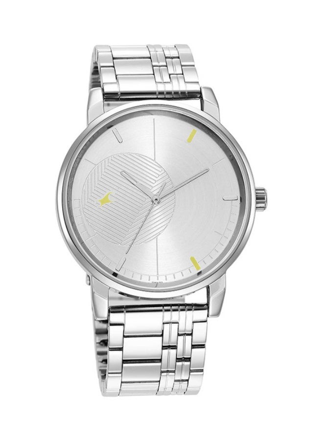 fastrack ساعة فاشترَاك الأنيقة ذات القرص الدائري الفضي وسوار معدني فضي للرجال-3278SM02 - Image 2