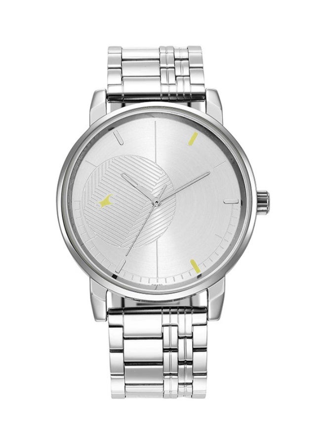 fastrack ساعة فاشترَاك الأنيقة ذات القرص الدائري الفضي وسوار معدني فضي للرجال-3278SM02 - Image 1