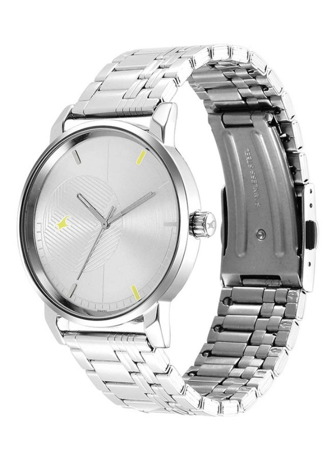 fastrack ساعة فاشترَاك الأنيقة ذات القرص الدائري الفضي وسوار معدني فضي للرجال-3278SM02 - Image 3