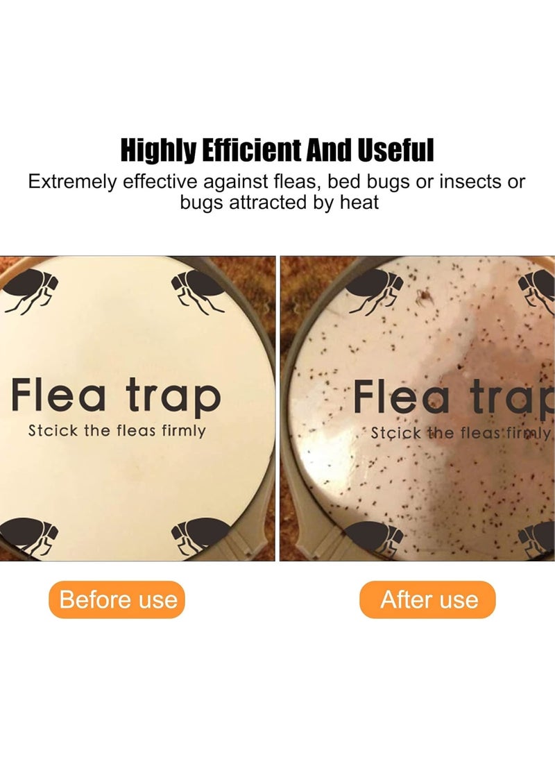 SOLARAE مصيدة البراغيث، مصيدة لاصقة داخلية للبراغيث مع 2 قرص لاصق عديم الرائحة غير سام قاتل طبيعي للبراغيث وسادة مصيدة حشرات ضوء التحكم في الآفات للمنزل، آمنة للأطفال والحيوانات الأليفة الكلاب والقطط - Image 4