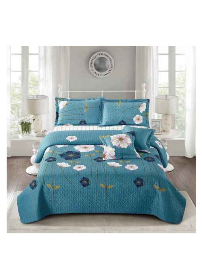 PROMASS 6 Piece Printed Compressed Comforter/Quilt/Bedspread Set King Size ( Comforter + Fitted Sheet + 2 Small Pillow Cases + 2 Large Pillow Cases) Cloud Burst