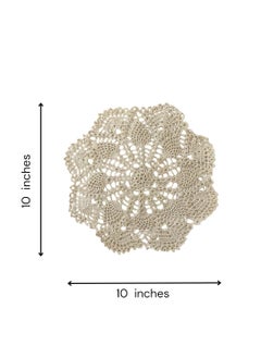 Happy Threads Happy Threads |Cotton Handmade Crochet Doilies for Home & Kitchen Decor, Lace Table Mats,eco -Friendly (Set of 2) (Beige)  - Image 2