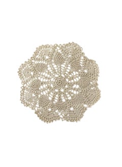 Happy Threads Happy Threads |Cotton Handmade Crochet Doilies for Home & Kitchen Decor, Lace Table Mats,eco -Friendly (Set of 2) (Beige)  - Image 1