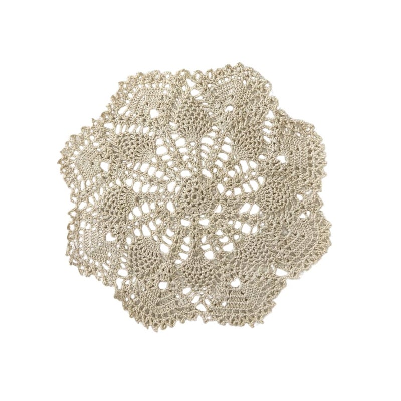 Happy Threads |Cotton Handmade Crochet Doilies for Home & Kitchen Decor, Lace Table Mats,eco -Friendly (Set of 2) (Beige) - Image 1