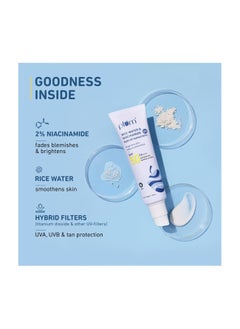 Plum Plum 2% Niacinamide Sunscreen SPF 50 PA+++ With Rice Water | UVA/ UVB Protection | Reduces Tan, Brightens Skin | No White Cast, Lightweight, Non-Sticky | Dermatologically Tested | All Skin Types | Women & Men | 100% Vegan | 50 g  - Image 2