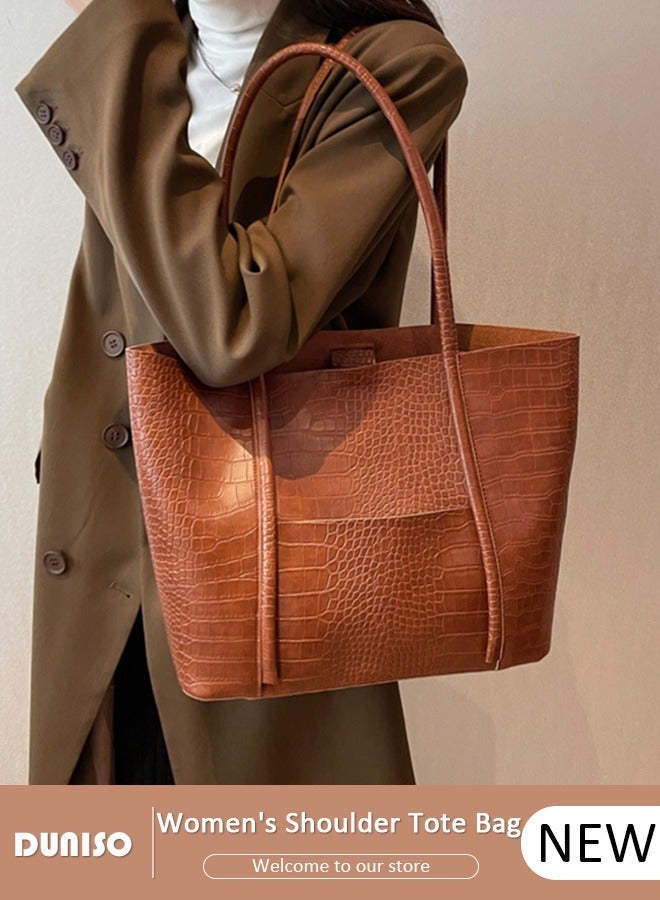 DUNISO Womens Shoulder Tote Bag Faux Leather Handbag for Women Large Capacity Messenger Fashionable Travel Shoulder Bag for Ladies Girls College Students