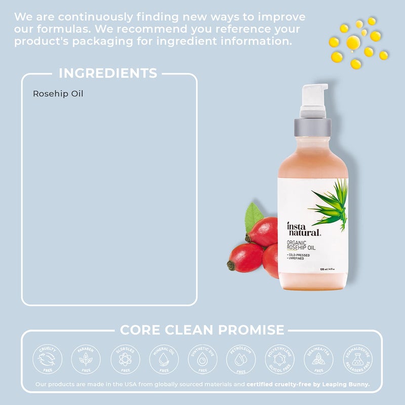 InstaNatural Setaf Organic Rosehip Seed Oil (4 FlOz) - Image 3