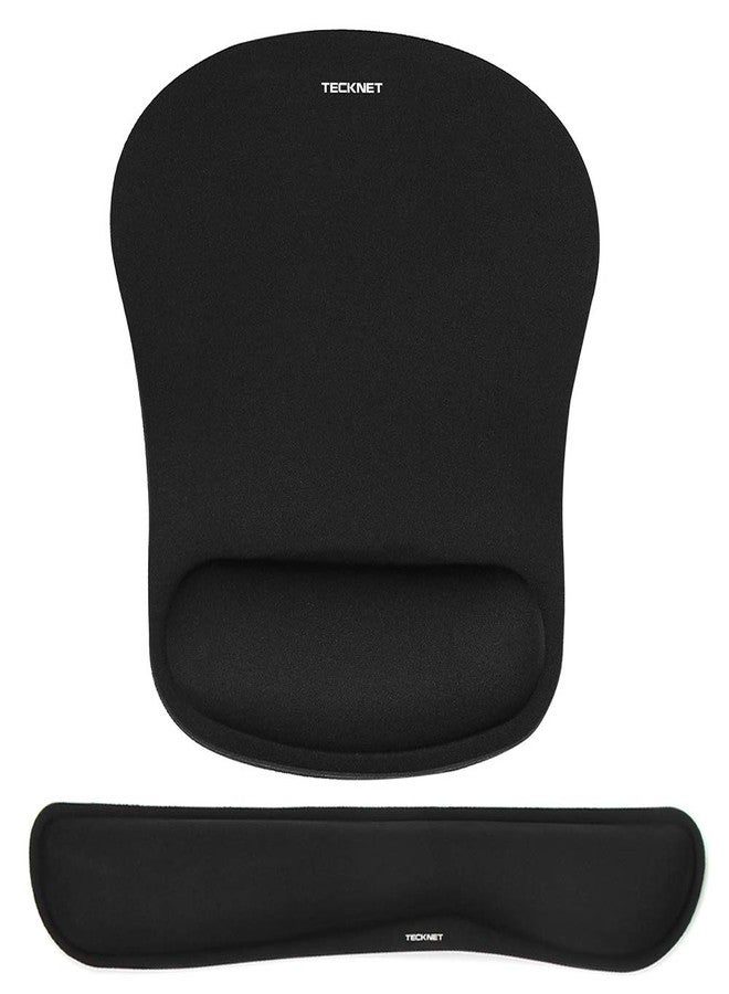 TECKNET Keyboard Wrist Rest and Mouse Pad with Wrist Support, Memory Foam Set for Computer/Laptop/Mac, Lightweight for Easy Typing & Pain Relief Ergonomic Mousepad (Black) - Image 1