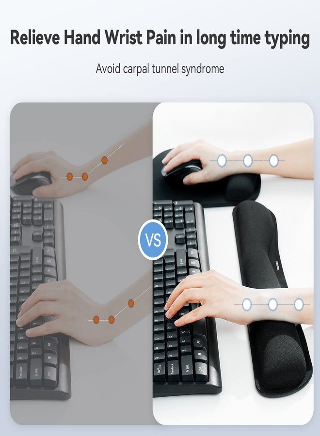 TECKNET Keyboard Wrist Rest and Mouse Pad with Wrist Support, Memory Foam Set for Computer/Laptop/Mac, Lightweight for Easy Typing & Pain Relief Ergonomic Mousepad (Black) - Image 3