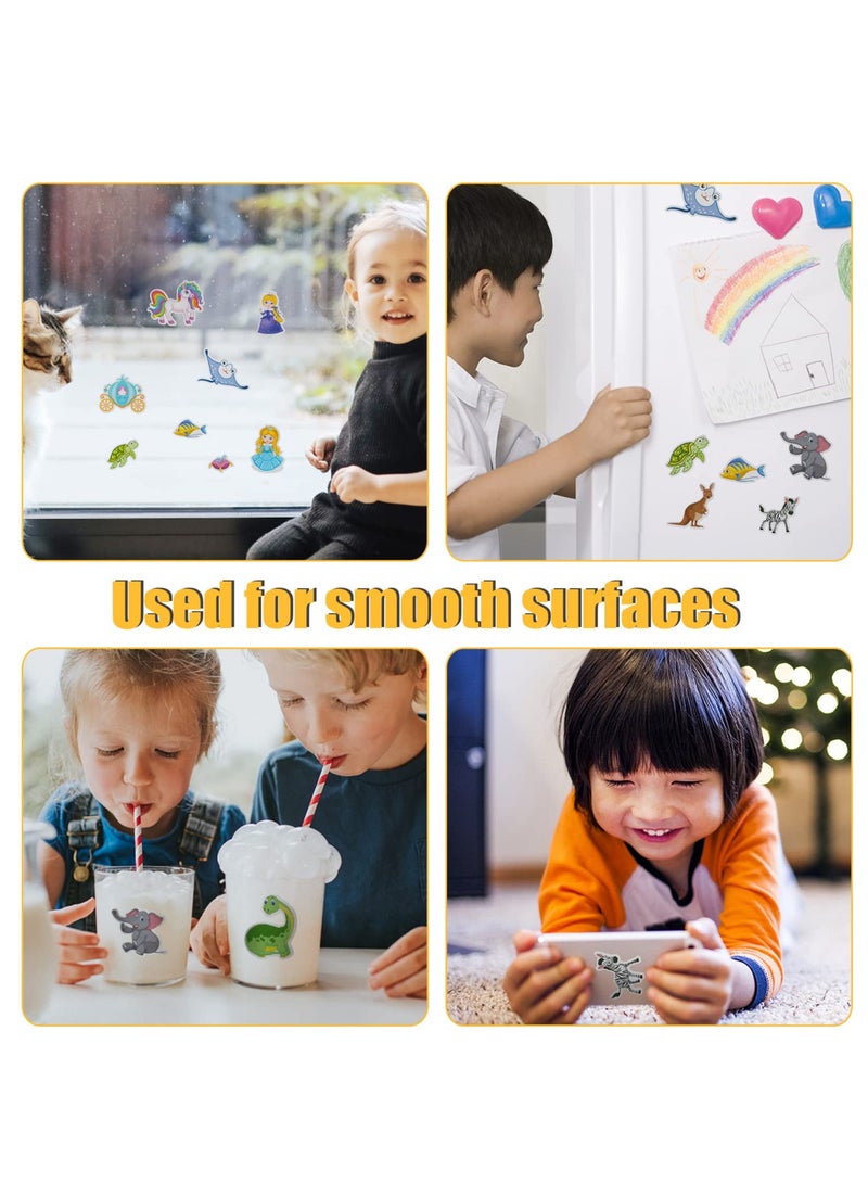SOLARAE Reusable Sticker Books, Toddler Book Repositionable Pad for Kids Ages 2-4, 4 Sets Window Stickers Educational Toys Include Princess Garden Sea World Dinosaur Animal Paradise - Image 2