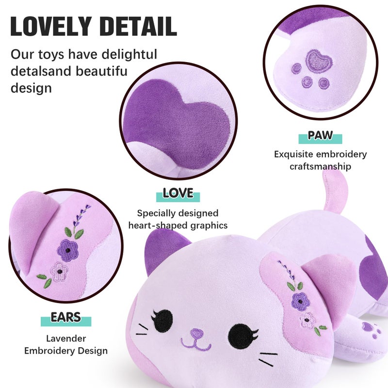 Onsoyours Original Lavender Cat Plush Kitty Plushies Toy Kitten Stuffed Animal Soft Pillow Little Kawaii Plushie Gift for Kids & Adults (Lavender Cat,9") - Image 5
