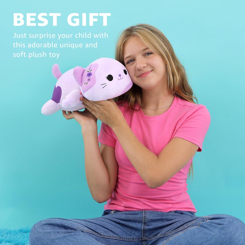 Onsoyours Original Lavender Cat Plush Kitty Plushies Toy Kitten Stuffed Animal Soft Pillow Little Kawaii Plushie Gift for Kids & Adults (Lavender Cat,9") - Image 2