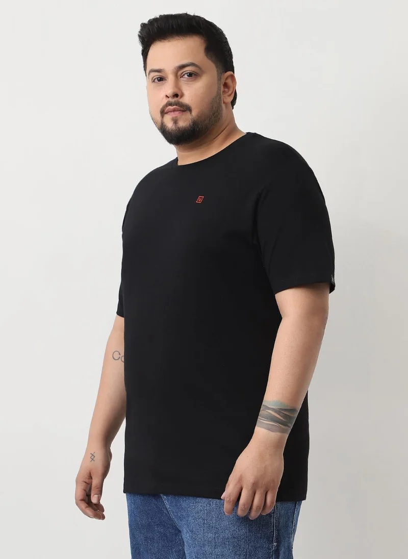 Urbano Fashion  Urbano Plus Men's Black Solid Regular Fit Round Neck Cotton T-Shirt for Men | Best Price UAE