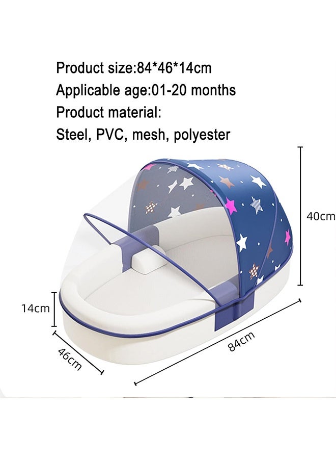 Beauenty سرير أطفال قابل للطي ومشاركة سرير نوم للأطفال، قابل للإزالة والغسل، مضاد للبعوض، مع مظلة شمسية، قابل للتنفس، بيوميمتيك، يمكن استخدامه في غرفة النوم/السفر/التخييم - Image 3