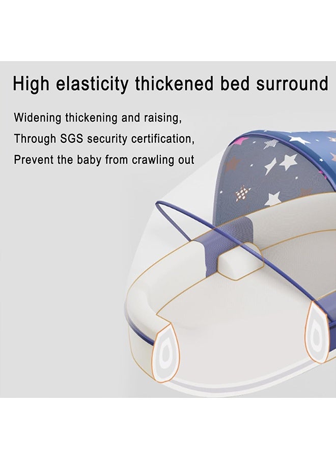 Beauenty سرير أطفال قابل للطي ومشاركة سرير نوم للأطفال، قابل للإزالة والغسل، مضاد للبعوض، مع مظلة شمسية، قابل للتنفس، بيوميمتيك، يمكن استخدامه في غرفة النوم/السفر/التخييم - Image 5