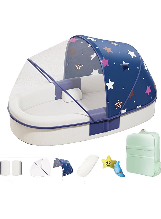 Beauenty سرير أطفال قابل للطي ومشاركة سرير نوم للأطفال، قابل للإزالة والغسل، مضاد للبعوض، مع مظلة شمسية، قابل للتنفس، بيوميمتيك، يمكن استخدامه في غرفة النوم/السفر/التخييم - Image 1