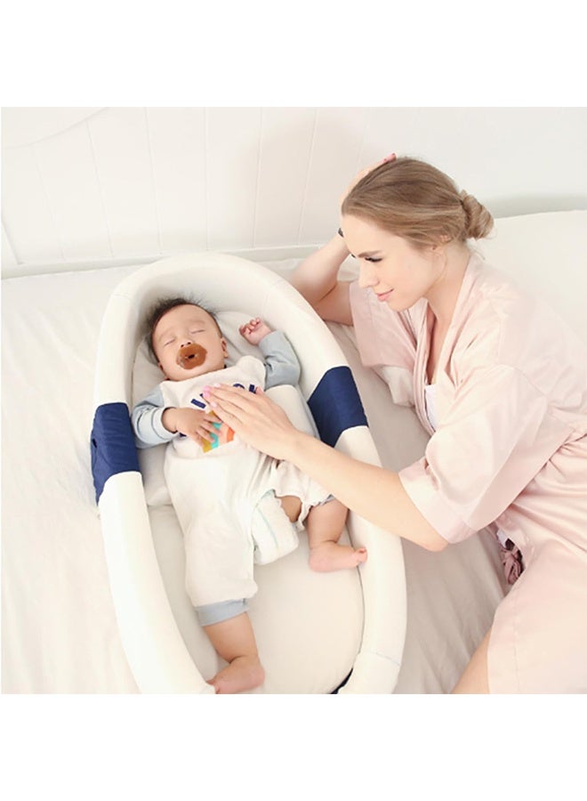 Beauenty سرير أطفال قابل للطي ومشاركة سرير نوم للأطفال، قابل للإزالة والغسل، مضاد للبعوض، مع مظلة شمسية، قابل للتنفس، بيوميمتيك، يمكن استخدامه في غرفة النوم/السفر/التخييم - Image 2