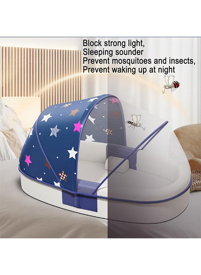 Beauenty سرير أطفال قابل للطي ومشاركة سرير نوم للأطفال، قابل للإزالة والغسل، مضاد للبعوض، مع مظلة شمسية، قابل للتنفس، بيوميمتيك، يمكن استخدامه في غرفة النوم/السفر/التخييم - Image 4