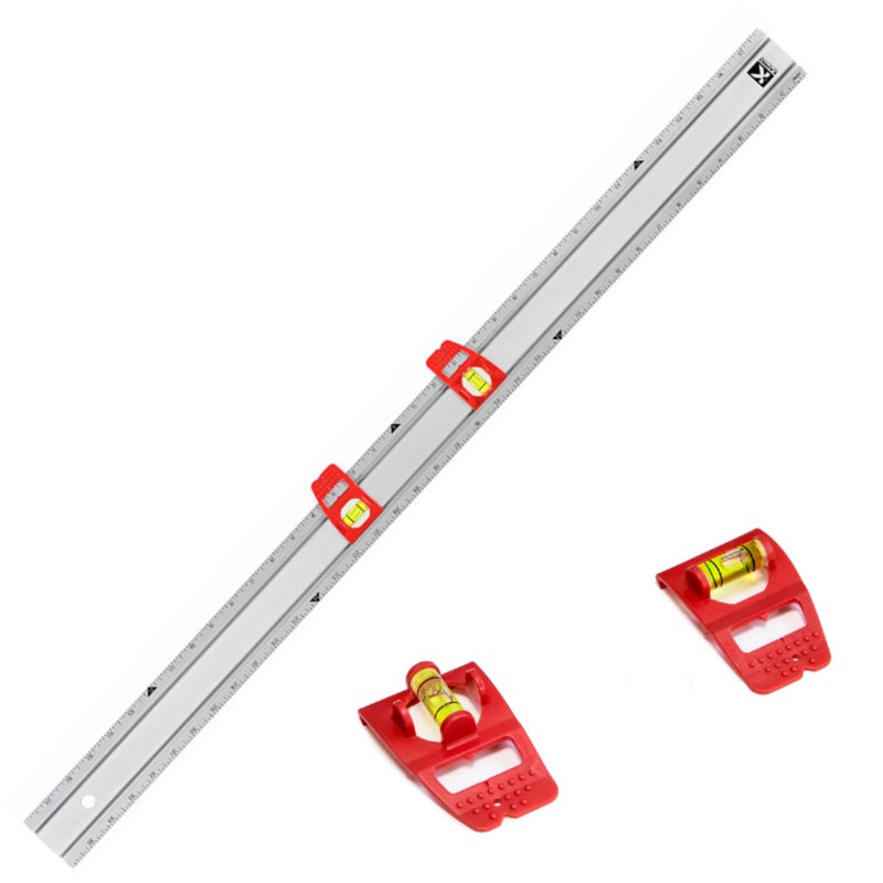 Kapro - 314 Set & Match Ruler - Layout and Marking Tool - Sliding Vials with â…› English Gradations - Includes Two Slide & Lock Vials, Zero-Center Scale, and Anti-Slip Feature - Aluminium - 36 Inch - Image 1