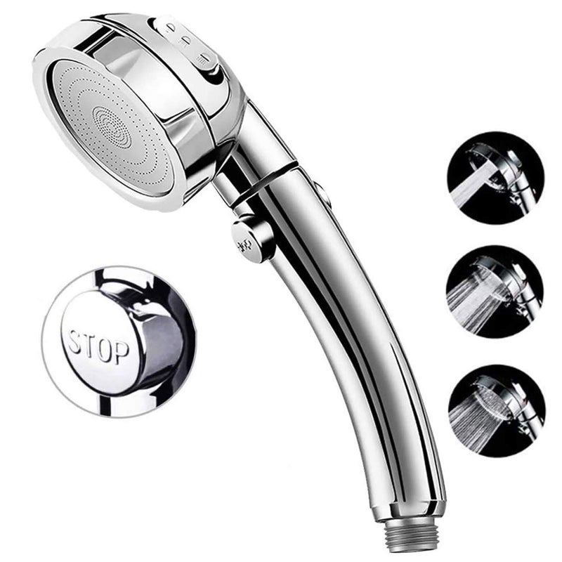 Marbrasse High Pressure Shower Head 3Settings Handheld Showerhead with ONOff Full Shutoff Push Button and Switch to Control Flow AngleAdjustable Water Saving Body SpraysChrome