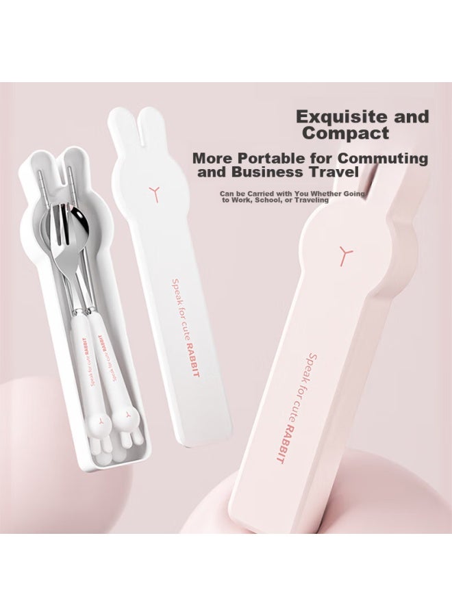 Bao Shi Baoshi Children's Chopsticks And Spoon Set With Portable Box, School Utensils For Elementary Students, Storage Box, Three-piece Set For Takeaway And Work - Image 3