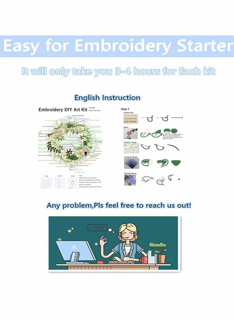 Cobest Embroidery, Embroidery Starter Kits for Adults Beginners with Stamped Pattern, Pack Include Embroidery Floss and Stamped fabric and Needles and Bamboo Hoop, Plant Cactus Series - Image 4