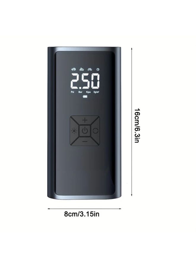 Portable Digital Tire Inflator USB Rechargeable Air Compressor 150 PSI Black - Image 2