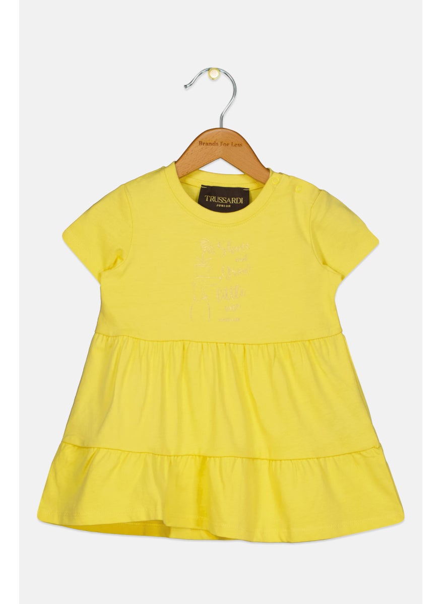 TRUSSARDI Toddlers Girl Brand Logo Dress, Yellow  - Image 1