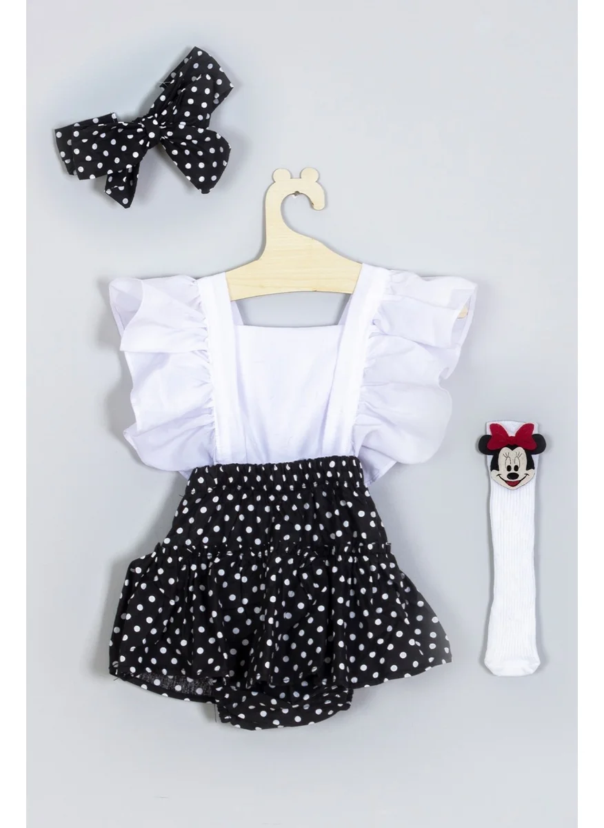 Ada Bebek Çocuk Ada Baby Kid Adabebek Frilly Polka Dot Mickey Knee Socks Set