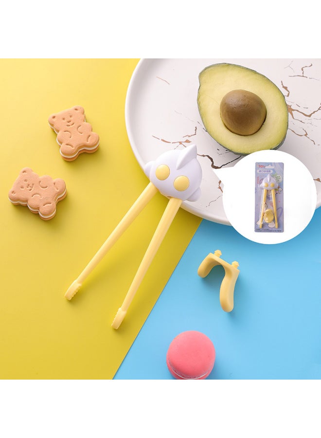 Genuine Ultraman Children's Chopsticks Silicone Tiger Mouth Training Learning Chopsticks Cartoon Practice Chopsticks Stainless Steel Tableware-Specifications:Children's Tableware-Color:Yellow Practice Chopsticks Belt - Image 1